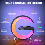 Intelligent LED lamp with Bluetooth speaker, wireless charger, and App Control 