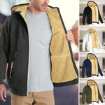 Casual men's winter jacket with hood and fleece
