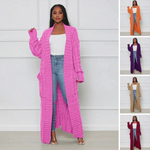 Casual, loose V-neck, long cardigan