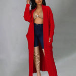 Casual, loose V-neck, long cardigan