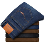 Men's Winter Fleece Warm Jeans Brand 2023 Fashion Business Trousers Retro Classic Denim Trousers Autumn Casual Stretch Slim Jeans Men 
