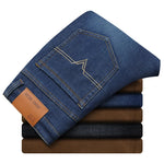 Men's Winter Fleece Warm Jeans Brand 2023 Fashion Business Trousers Retro Classic Denim Trousers Autumn Casual Stretch Slim Jeans Men 