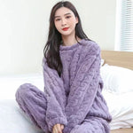 Pyjamas - 2-piece set thick velvet ribbed fleece sweater