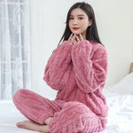 Pyjamas - 2-piece set thick velvet ribbed fleece sweater
