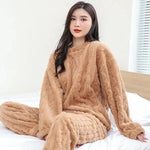 Pyjamas - 2-piece set thick velvet ribbed fleece sweater