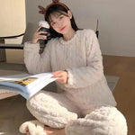Pyjamas - 2-piece set thick velvet ribbed fleece sweater
