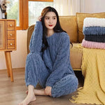 Pyjamas - 2-piece set thick velvet ribbed fleece sweater