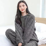 Pyjamas - 2-piece set thick velvet ribbed fleece sweater