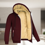 Casual men's winter jacket with hood and fleece
