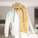 Casual men's winter jacket with hood and fleece