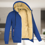 Casual men's winter jacket with hood and fleece