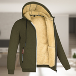 Casual men's winter jacket with hood and fleece