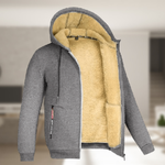 Casual men's winter jacket with hood and fleece
