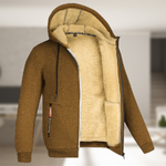 Casual men's winter jacket with hood and fleece