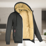 Casual men's winter jacket with hood and fleece