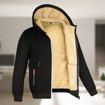 Casual men's winter jacket with hood and fleece