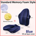 Premium memory foam seat cushion with back support