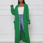 Casual, loose V-neck, long cardigan
