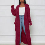 Casual, loose V-neck, long cardigan