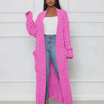 Casual, loose V-neck, long cardigan