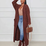 Casual, loose V-neck, long cardigan
